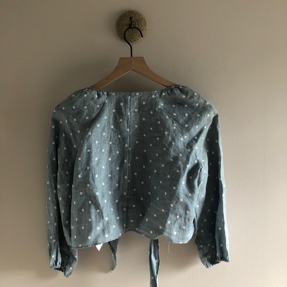 Reformation Peach Linen Crop Tie Top - Picture 6 of 6